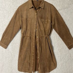 36 Point 5 Long Sleeve Brown Shirt/dress Size Medium. Capsule Suede Like Soft